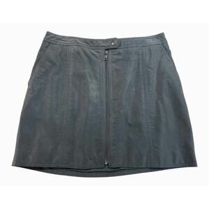 FREE PEOPLE SUEDE FEEL FRONT ZIP MOTO PEWTER SKIRT SIZE 8